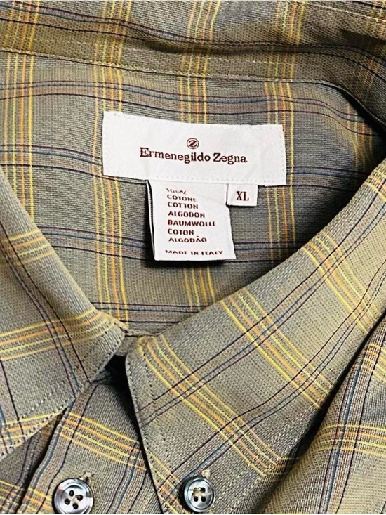 Ermenegildo Zegna Other - Ermenegildo Zegna Olive and Yellow Plaid 100 % Cotton Shirt